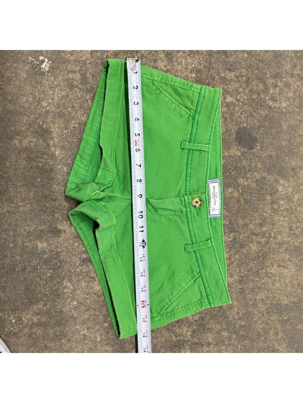 Vintage Y2K Abercrombie & Fitch Low Rise Green Mini Shorts - Picture 7 of 7